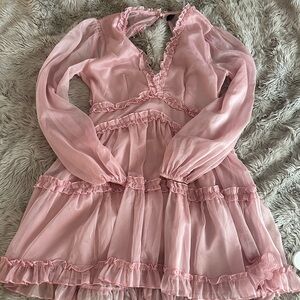 blush long sleeve dress